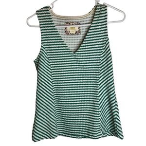 Anthropologie‎ Maeve Womens Top Sleeveless Franconia Green White Stretch Sz XS
